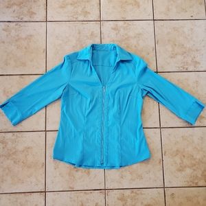 Turquoise Zip up Blouse